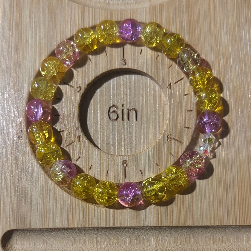 Yellow and Pink Beaded Bracelet